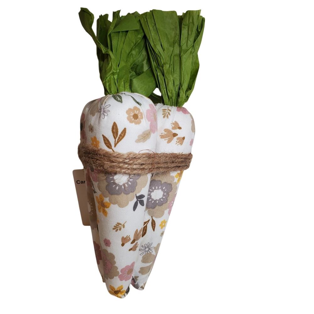 Fabric Floral Carrot Decor Figurine - 8"